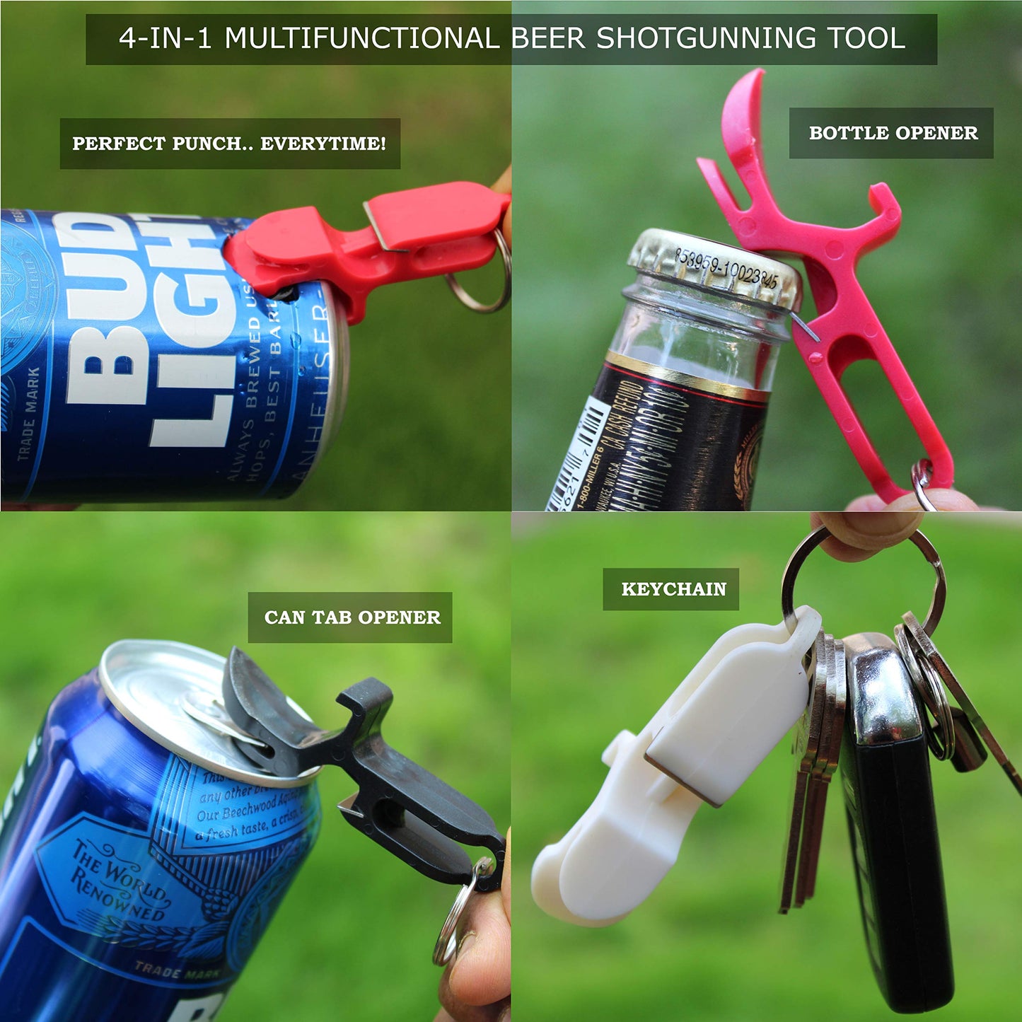 Beer Bong Funnel with Valve - Extra Long 2.5 feet (30 inch) Kink Free Tube - Shotgun Keychain Tool Bottle Opener - Premium Funnel for Beer Drinking Games, College Parties, Spring Break