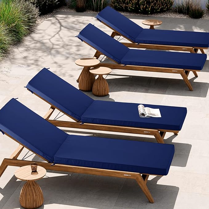 Chaise Lounge Cushion Outdoor, Waterproof and Stain-Resistant Lounge Deck