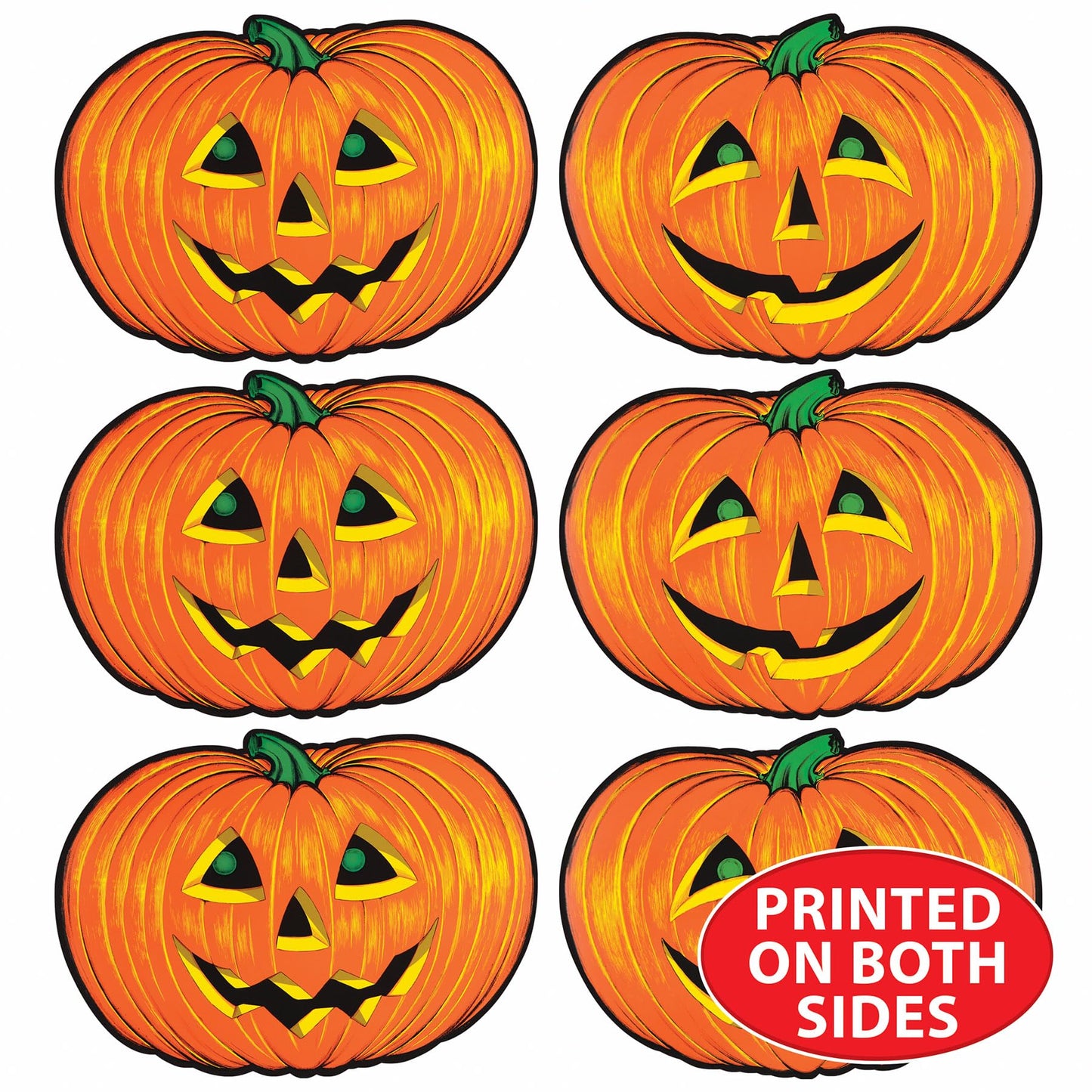 Beistle 6 Piece Paper Jack-O-Lantern Cut Outs, Halloween Party Decorations, Fall Décor, Made In USA Since 1900