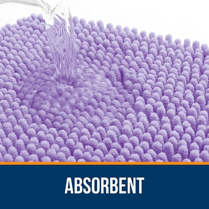 OLANLY Toilet Rugs U-Shaped 24x20, Extra Soft Absorbent Chenille Contour Bathroom Rugs for Toilet, Dry Quickly, Machine Washable, Non-Slip Bath Mat, Lavender