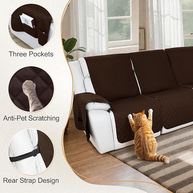 HDCAXKJ 100% Waterproof Reclining Sectional Couch Covers L Shape Recliner Sofa