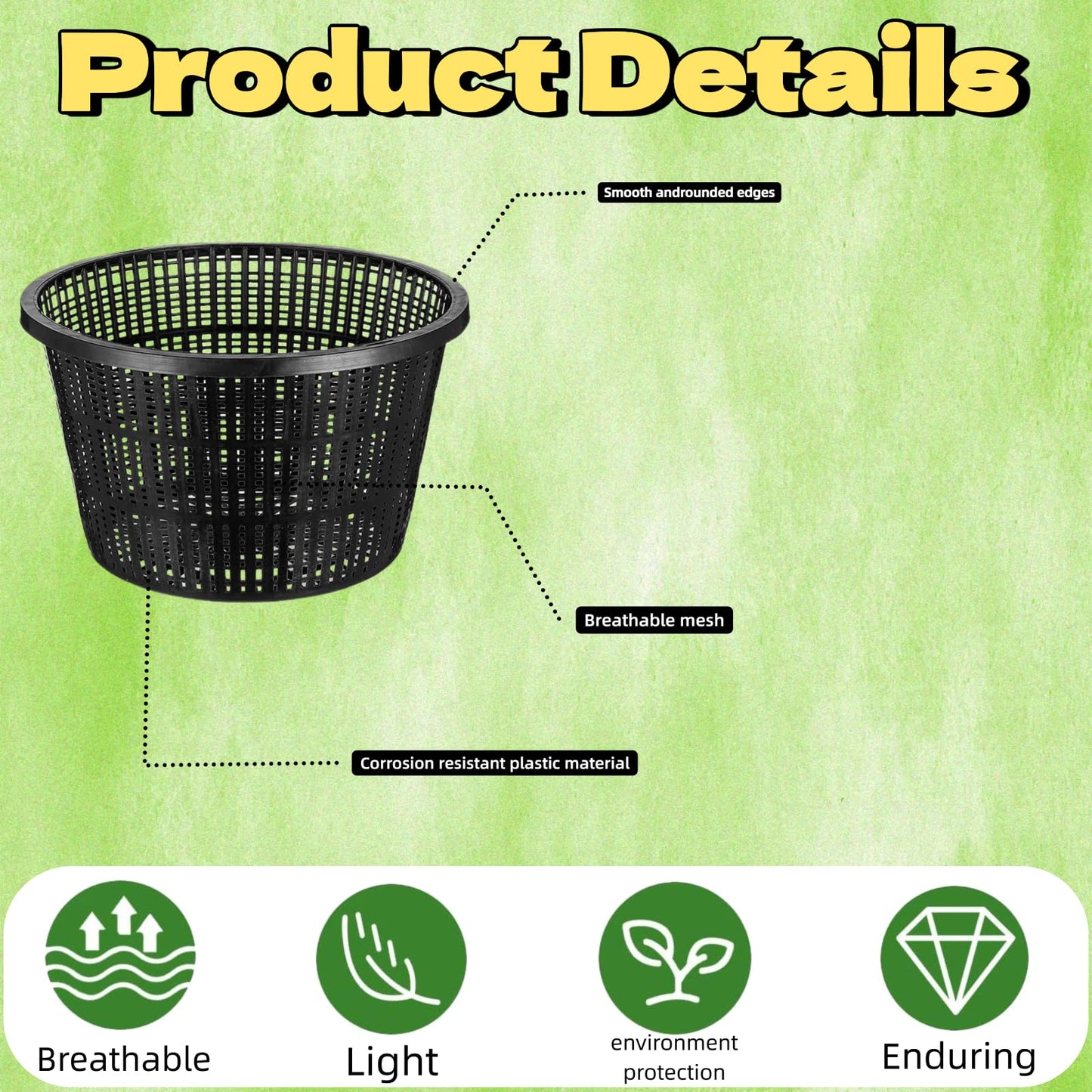 Ntwoiee 5pcs 8.4-inch hydroponic Baskets, Black Plastic Garden mesh pots, Slotted Pond Baskets Aquarium Plant pots Lily Nursery Planting Supplies