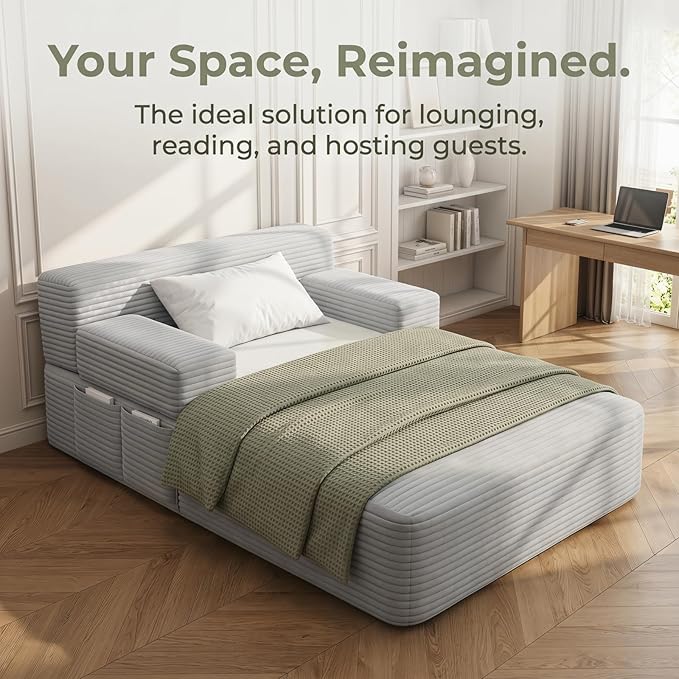 Oversized Boneless Chaise Sofa Bed, Corduroy Chaise Lounge Chair Indoor