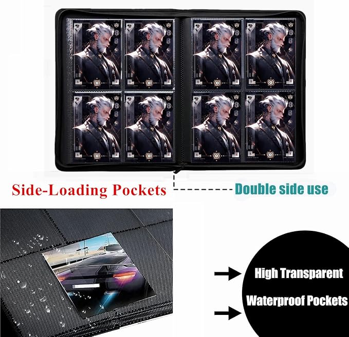 Trading Card Binder 4 Pocket, 240 Pockets Ringless PU Cover Card Collection Binder, Double Sided Card Binder Collector Album, Card Folder for MTG, TCG, Sports Cards, Game Card (Red, 4Pockets)