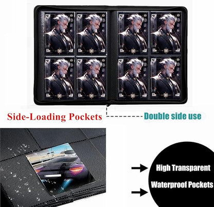 Trading Card Binder 4 Pocket, 240 Pockets Ringless PU Cover Card Collection Binder, Double Sided Card Binder Collector Album, Card Folder for MTG, TCG, Sports Cards, Game Card (Red, 4Pockets)