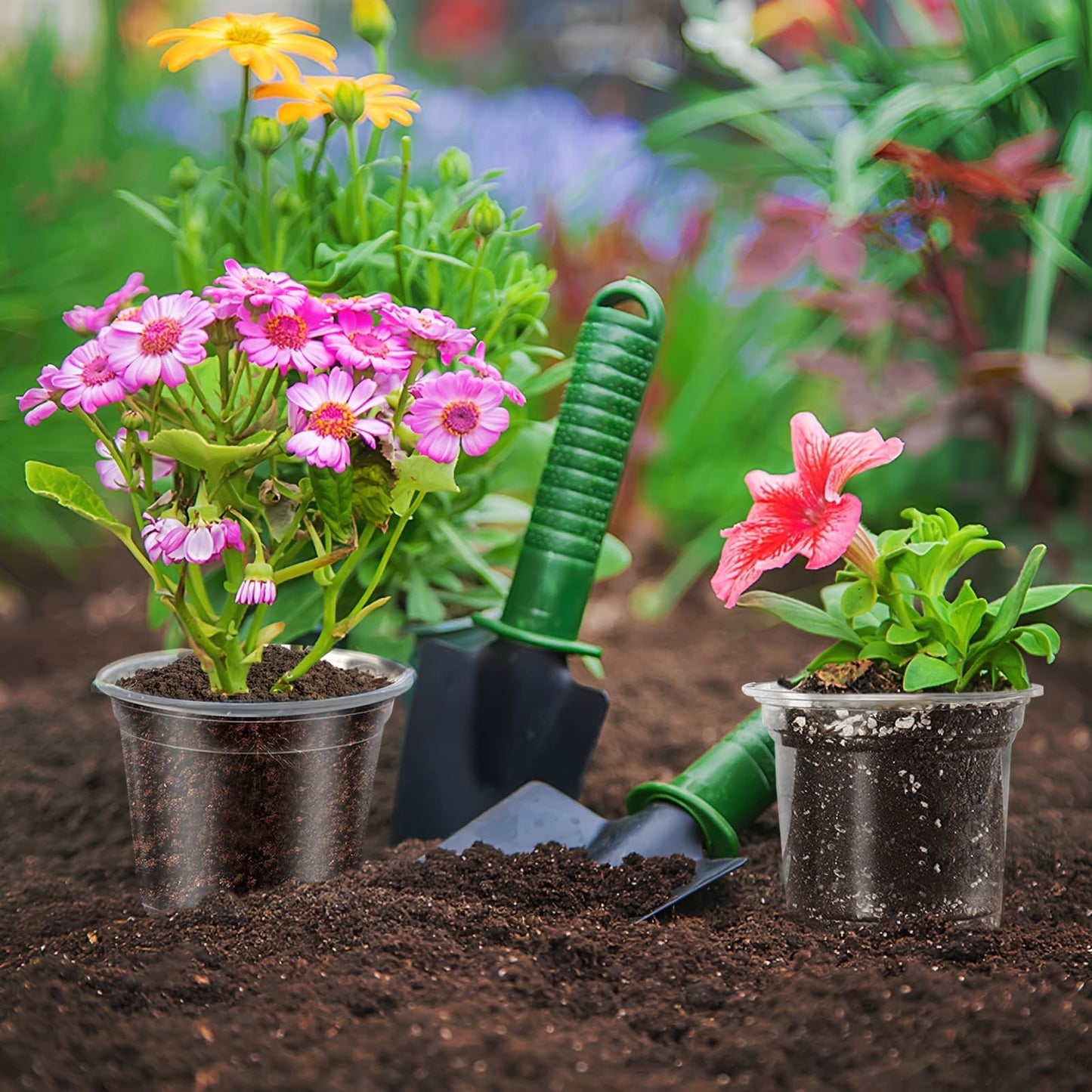 JOBVERT 4/5/6Inch Nursery Pot,30 Pack Clear Pots with Drainage, Plastic Pots for Planting Vegetables Flowers Seedlings