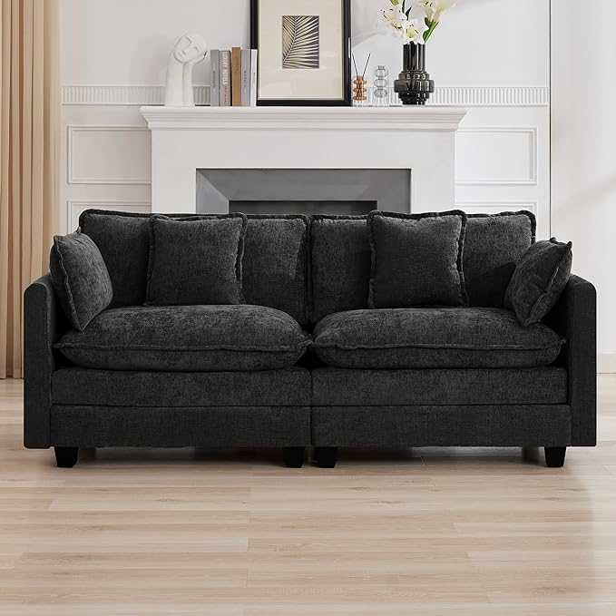 76'' Cloud Deep Seat Loveseat, Upholstered Chenille Modular 2-Seats Sectional