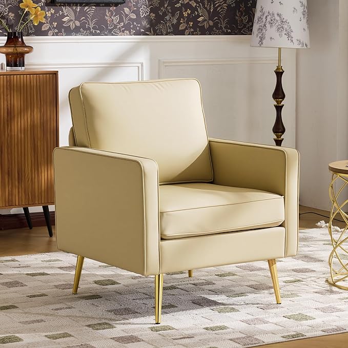 VINGLI Modern PU Leather Accent Chair, Single Sofa Chair