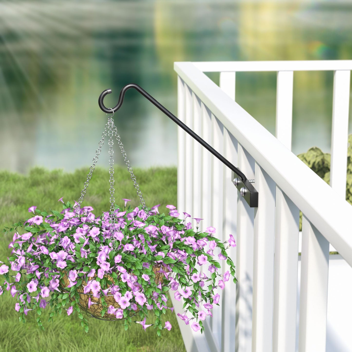Josmimic 12-Inch 2 Pack Deck Bird Feeder Hanger for Railing, Outdoor Decor Plant Hanger, Balcony Railing Hook - 22LB Capacity - for Hanging Plants, Bird Feeders, Lanterns, Wind Chimes