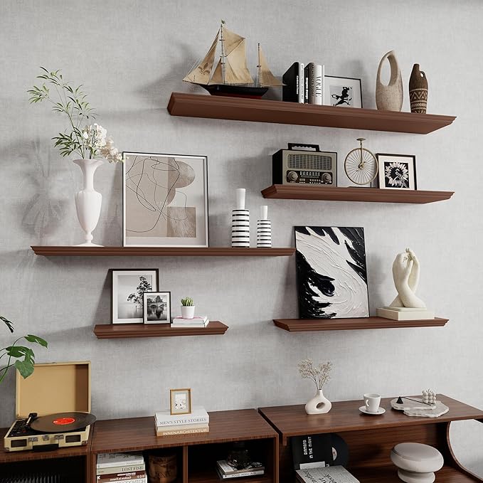 Fun Memories Floating Shelves 48 Inch Long, 9.3 Inch Deep Classic Crown Molding