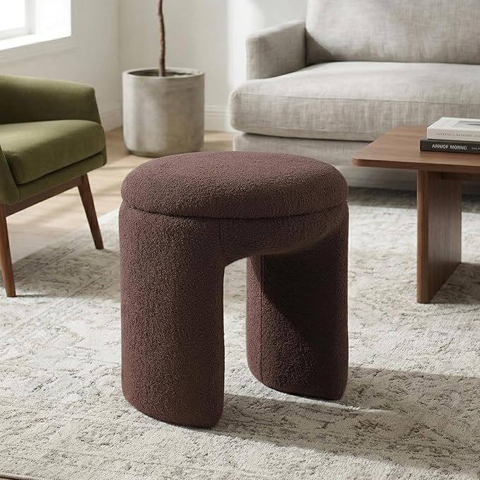 Furniture of America Rami Modern 18-inch Solid Wood Upholstered Ottoman