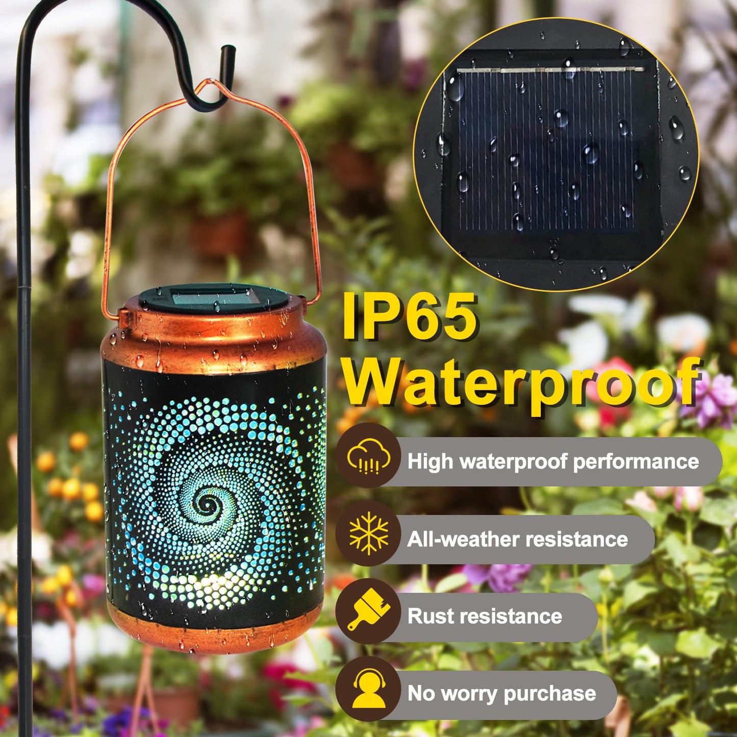 DIBIEECN Birthday Gifts for Women Mom Grandma Wife, Solar Lanterns Outdoor Waterproof, Metal Hanging Lights Garden Decor, LED Decorative Lantern for Patio Porch Backyard, Blue, 2 Pack