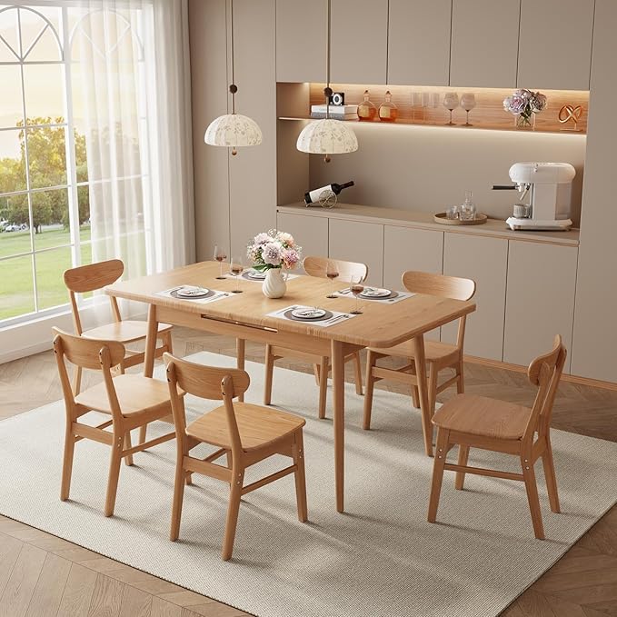 Muwuele Solid Wood Extendable Dining Table