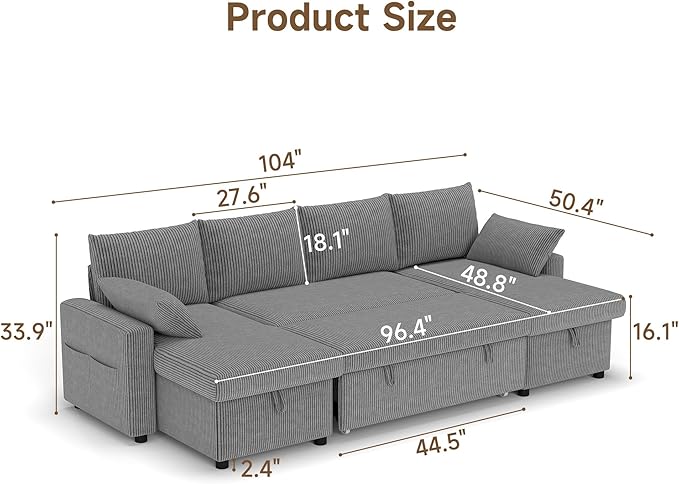 Sofa Bed, Apartment and Sunroom, Dark Gray