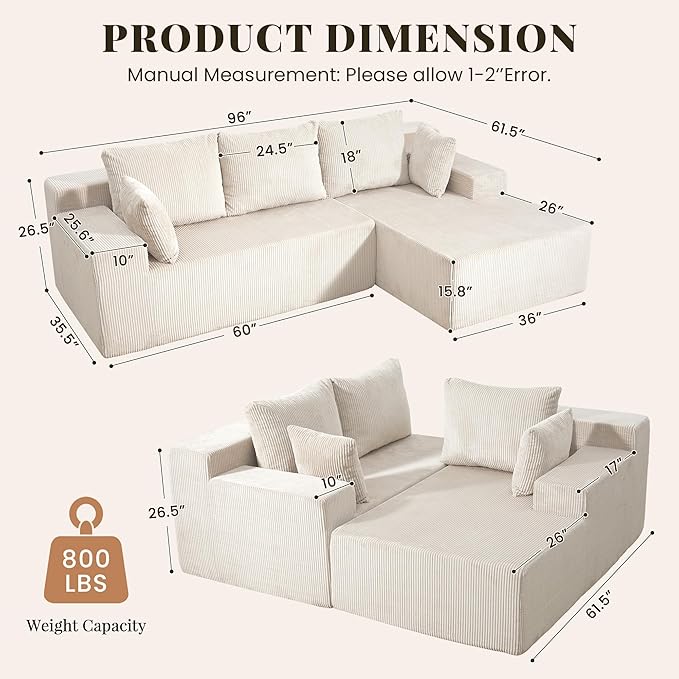 GRUSIGN Cloud Sectional Boneless Couches