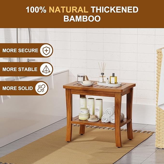 Teak Wood Shower Bench Stool
