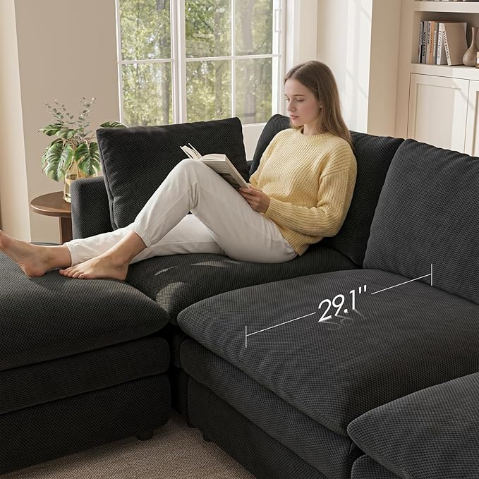 97" Cloud Couches for Living Room, 29.1" Deep Seat Modular Sectional Sofa