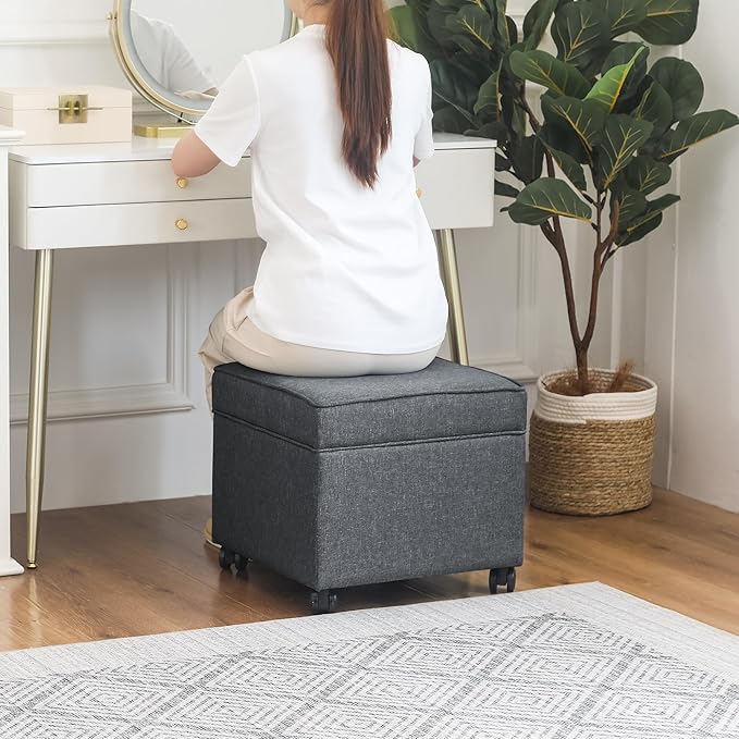 Adeco 17.5" Square Fabric Ottoman