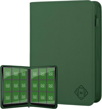 Trading Card Binder with 9 Side Loading Pocket Card Album Hold Up to 540 Cards PU Card Collection Binder, Collectible Albums Card Folder for MTG, TCG, Sports Cards（9-Dark green）