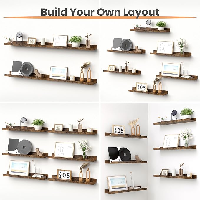 upsimples Floating Shelves for Wall, 23.6 Inch Shelves for Decor Storage Set of