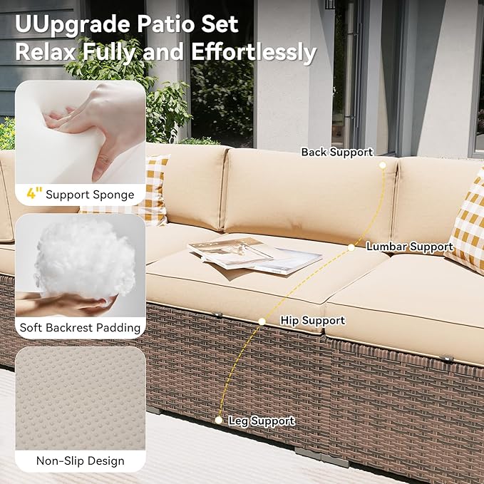 Aoxun Patio Furniture Set, 11 Piece Outdoor Sectional Sofas