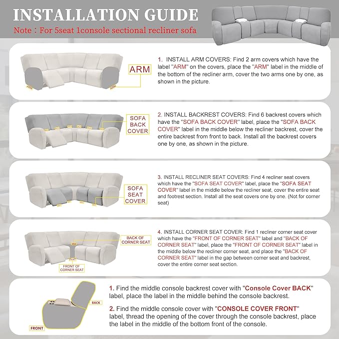 100% Waterproof Sectional Recliner Couch Covers