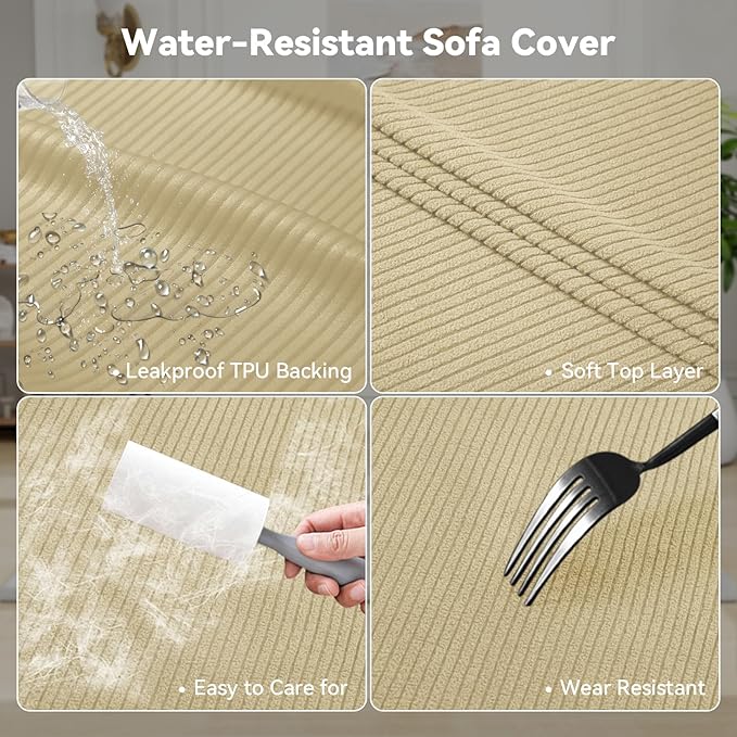 Waterproof Chair Cover with Arms 2-Piece Set Striped Slipcover