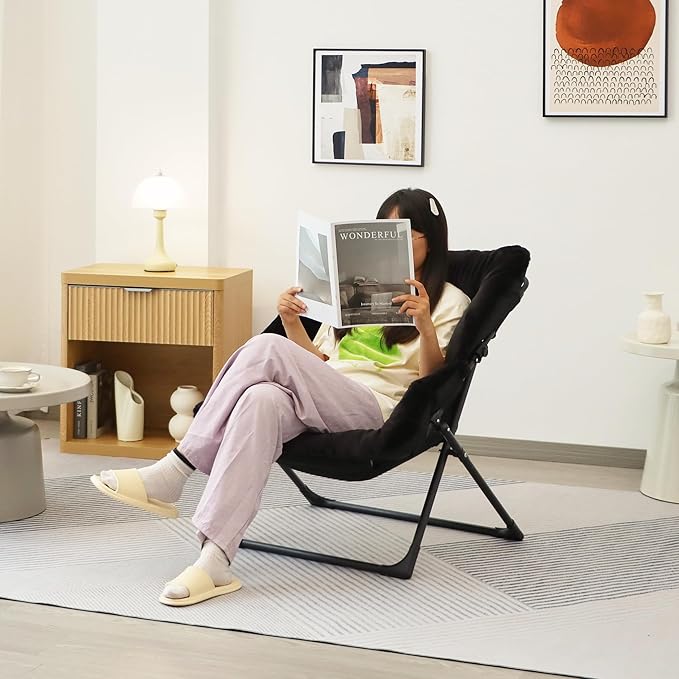 Comfy Saucer Chair for Adults, Soft Faux Fur Bedroom Chair, Accent Dorm Chairs