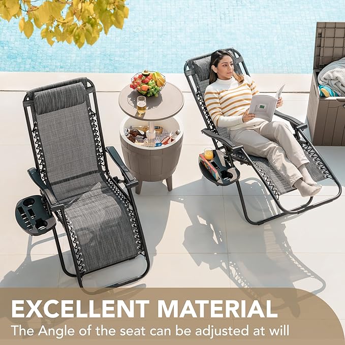 Devoko Patio Zero Gravity Chair Outdoor Folding Adjustable Reclining Chairs