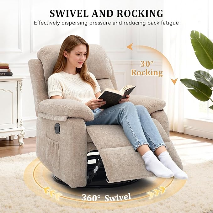 Korser Recliner Chair, 360 Swivel Rocker Chair