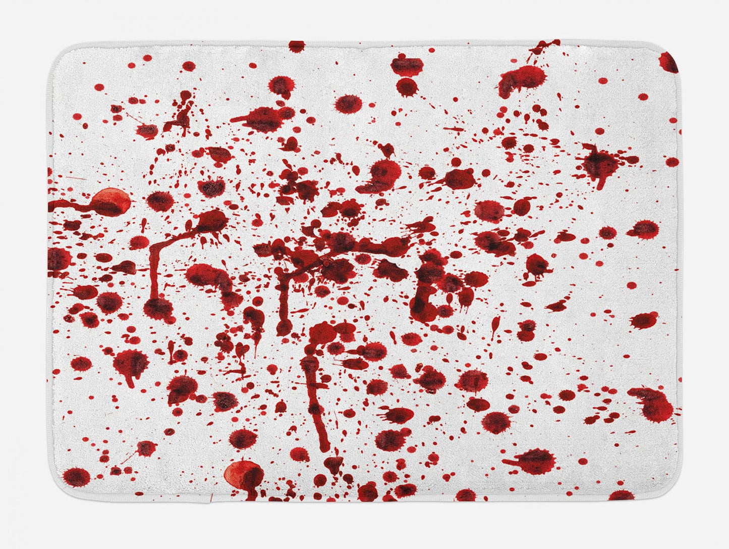 Ambesonne Horror Bath Mat, Splashes of Blood Grunge Style Bloodstain Horror Scary Zombie Halloween Themed Print, Plush Bathroom Decor Mat with Non Slip Backing, 30.2" x 20", White Red