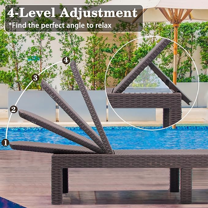 DIMAR GARDEN Beach Chairs Outdoor Chaise Lounge, Resin Pool Lounge Chair