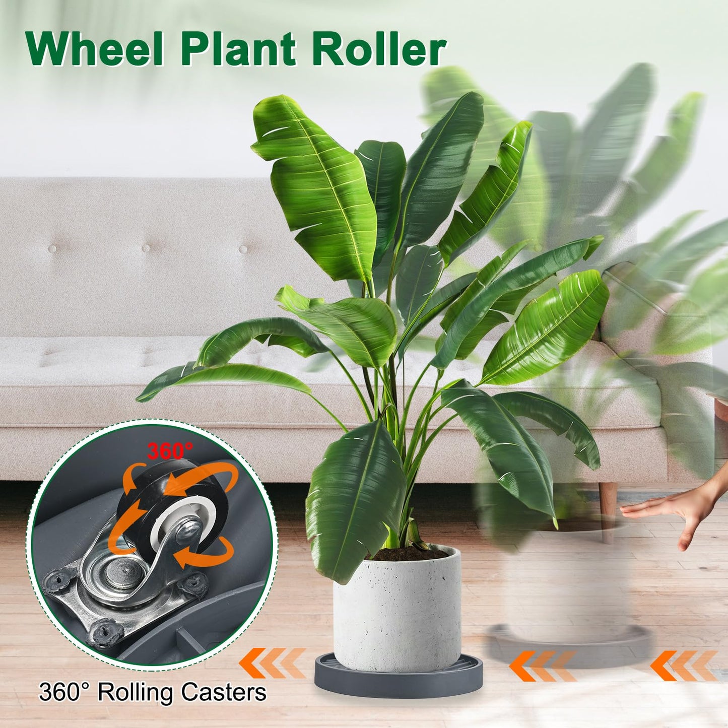 M METERXITY 2PCS Round Planter Caddies, 12 Inches Plastic Plant Roller with Wheel, Plant Saucers for Indoors, Plant Stand for Flower Pots [Gray]