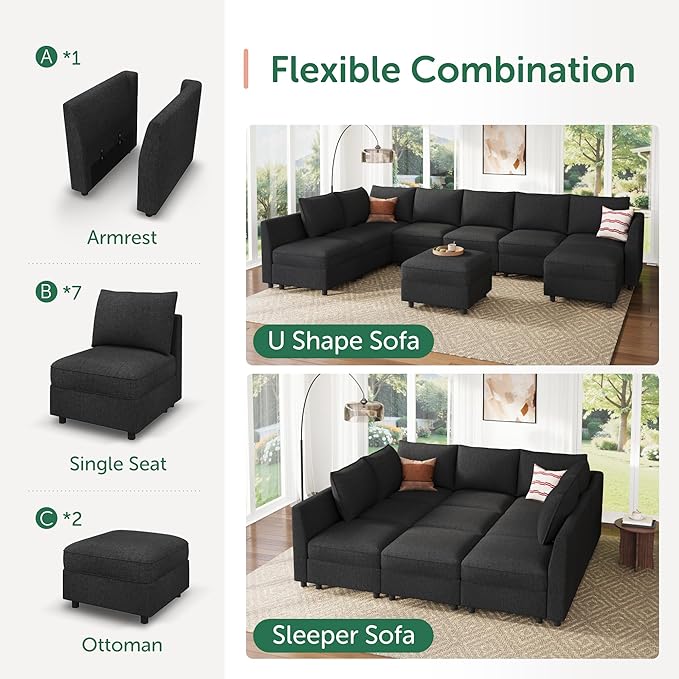 HONBAY Modular Sectional Sleeper Sofa