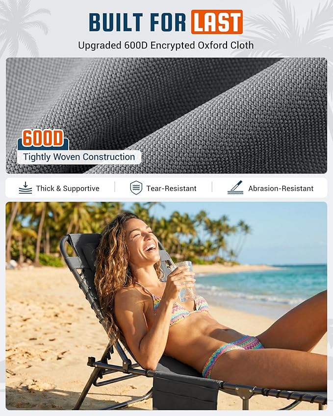 KingCamp Lounge Chair Outdoor, 400LBS Tanning Chairs