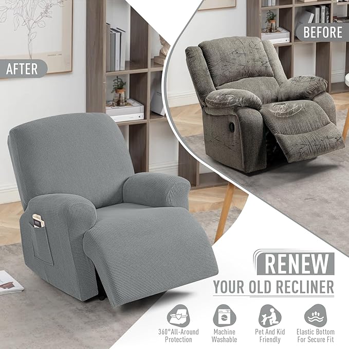 TAOCOCO Recliner Cover 4-Pieces, Recliner Stretch Sofa Slipcover, Recliner
