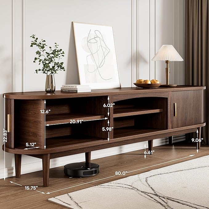 Decofy Mid Century TV Stand for TVs up to 90 Inches, Entertainment Center