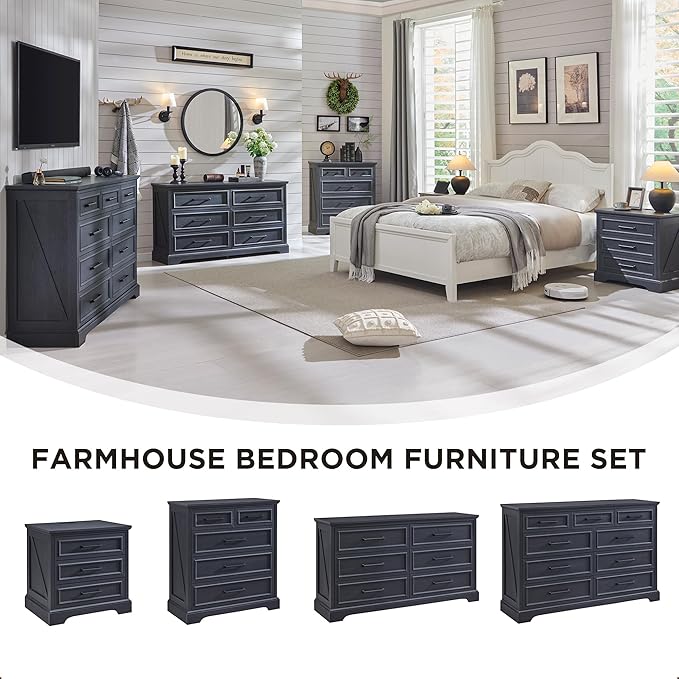 ACCOHOHO Farmhouse Nightstands Set of 2, 22 Inch Wide End Table