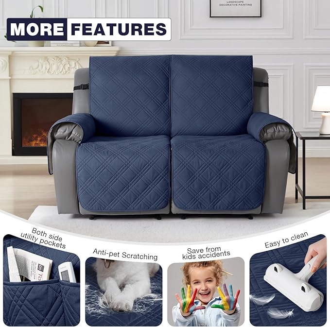 TAOCOCO 100% Waterproof Oversized Loveseat Recliner Cover, Non Slip Split Couch