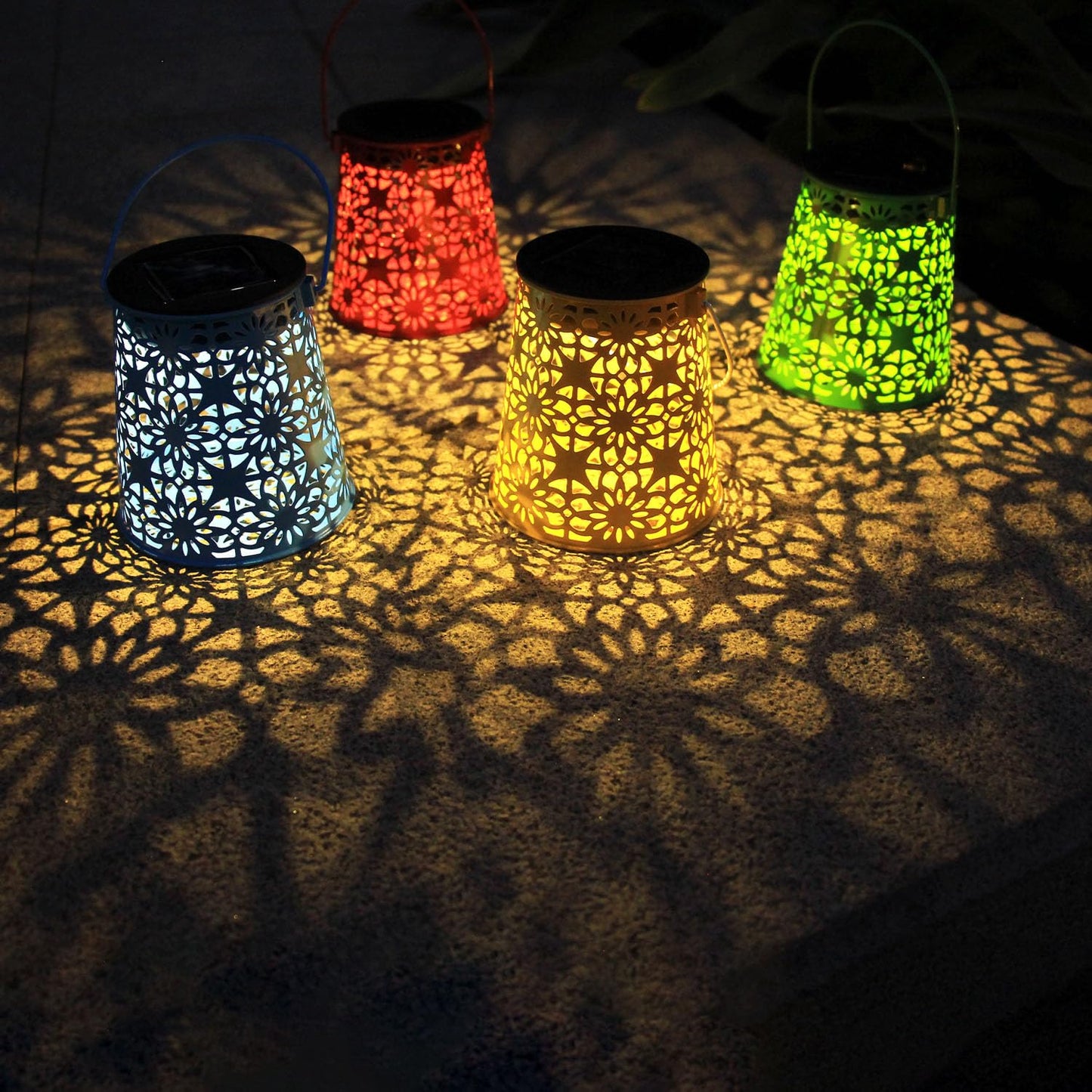 4pack Solar Lanterns Outdoor Waterproof Hanging Lights Gifts for Women Metal Small Decorative LED Lanterns for Yard, Patio, Lawn, Tabletop, Pathway, Landscape, Garden Decor