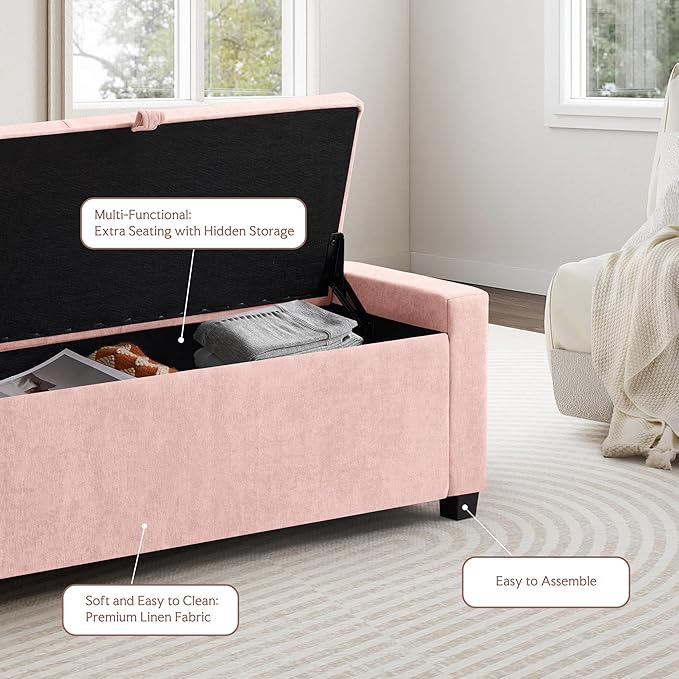 GRAINELL Storage Ottoman Bench, Upholstered Tufted Bedroom Bench