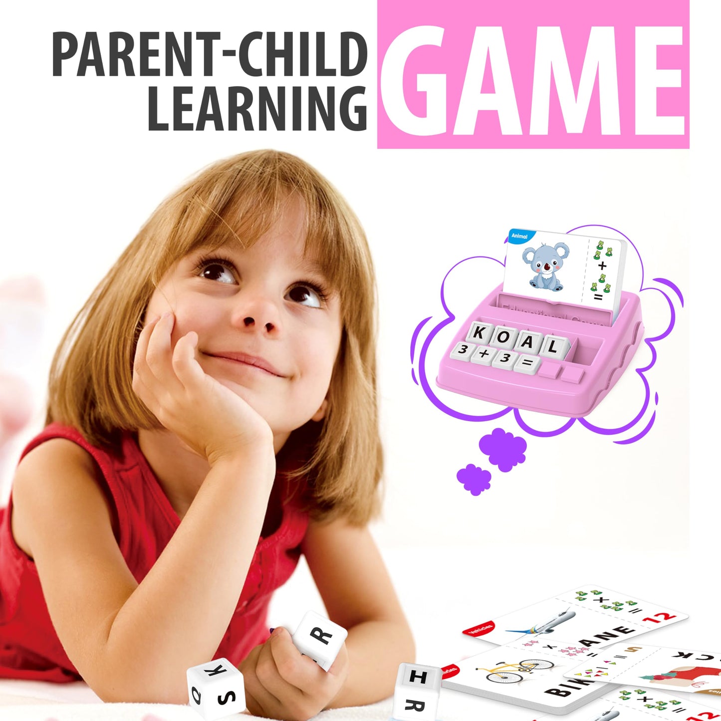 Yolscue Montessori Matching Letter Games,Educational Toys for 3-8 Year Olds Boys Girls,Alphabet Learning Toys for Kids Ages 3-8 Years,Birthday Party Gifts for 3-8 Year Olds Boys Girls(Pink)