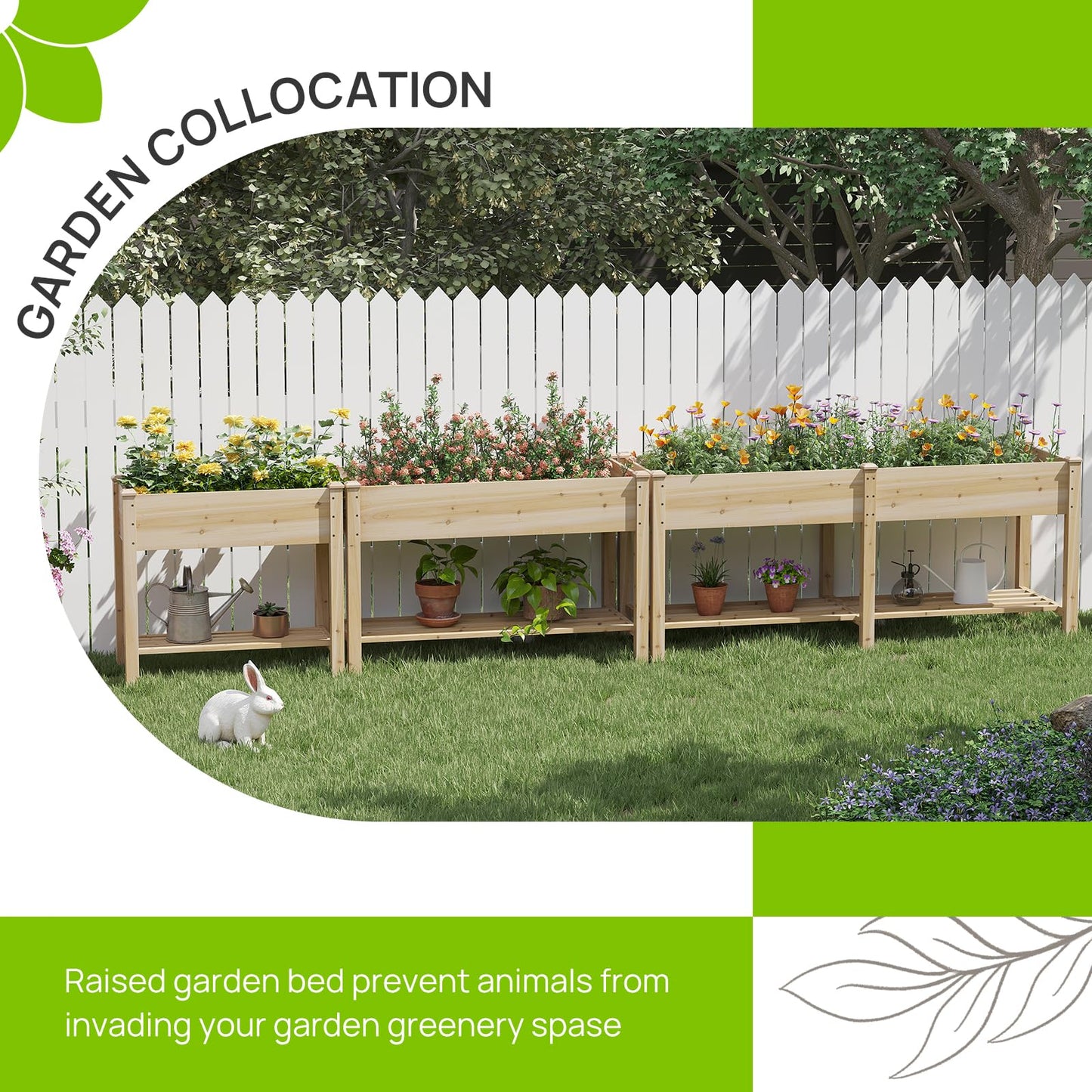 72x24x30.7 Wooden Planter Box with Storage Shelf Raised Garden Bed with Legs Elevated Wood Planter Box for Vegetables Flowers Herbs Garden Planter for Backyard Patio Balcony (Natural, Large)