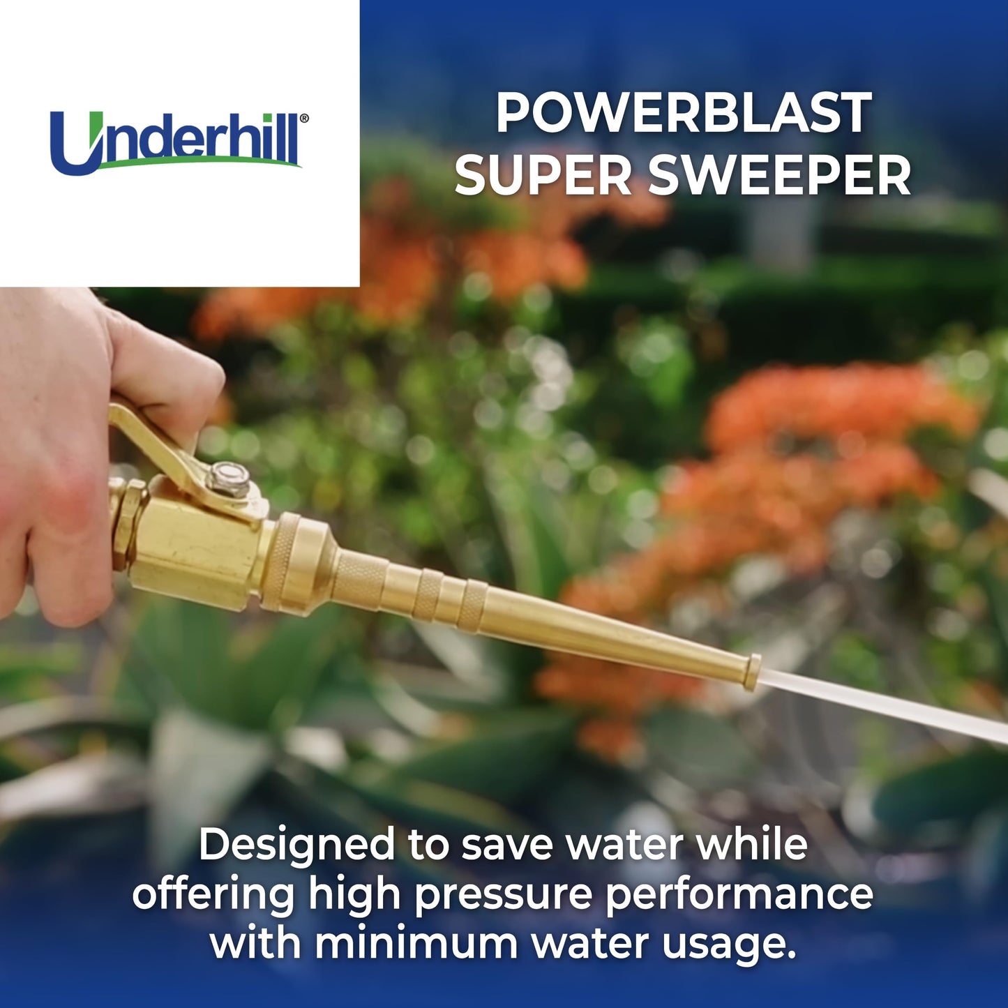 Underhill PowerBlast Super Sweeper 6-Inch Garden Water Hose Nozzle, Sprayer, Jet, 7 GPM 80 PSI, 3/4-Inch Thread Inlet, Heavy-Duty Adjustable, SN6-75