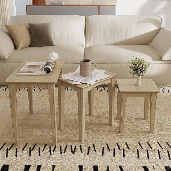 Kmax Nesting Tables Set of 3, Small Sofa Side Table Rustic Stacking End Table