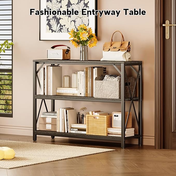 Homeiju Entry Table 40" Width, 3-Tier Entryway Table
