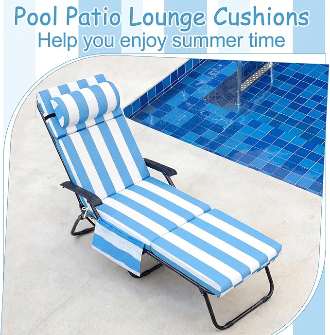 Wenqik 2 Pcs Outdoor Chaise Lounge Cushion