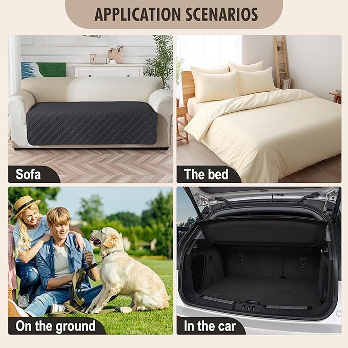 Genina Waterproof Couch Cover, Washable Anti-Slip 86.6 inch Sofa Covers