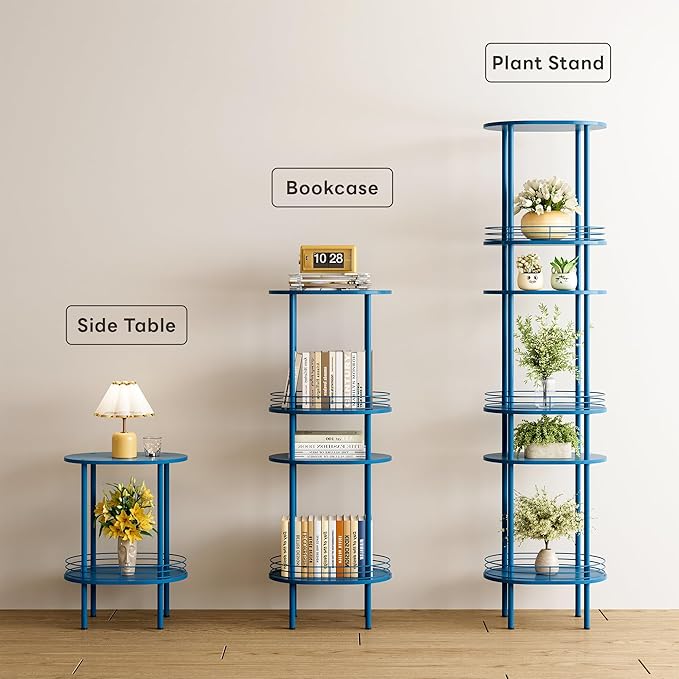 DGSANDGO Blue Oval Side Table, Side Tables Living Room, 2-Tier Nightstand