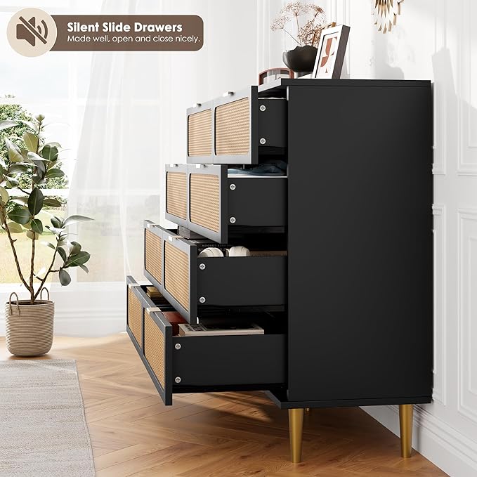 GarveeHome Rattan 8 Drawer Dressers